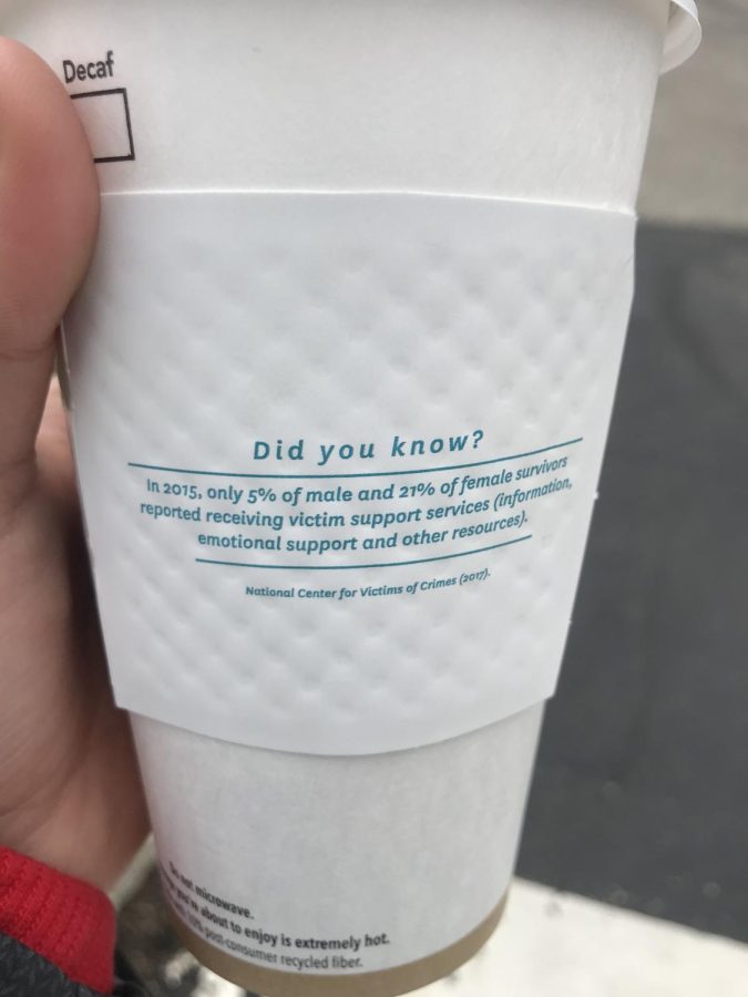 Starbucks shops on campus are teaming up with The Sexual and Relationship Violence Support Services (SRVSS) to raise awareness of sexual abuse.