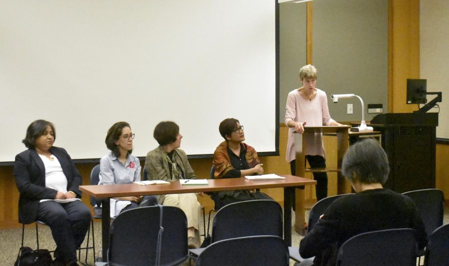 Panelists discuss issues facing women during the Women of the World panel on September 12, 2018.