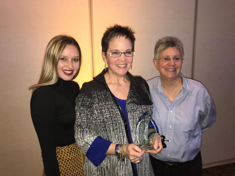 Bailey McWilliams-Woods (left), Ellen McWilliams-Woods (center) and Wendy McWilliams-Woods (right) at the EHHS Hall of Fame ceremony.