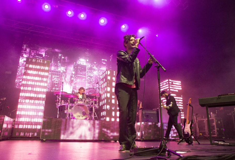 Matthew Healy of the band The 1975 performs in concert during night one of the Radio 104.5 10th Birthday Show at BB&amp;T Pavilion on Saturday, May 13, 2017, in Camden, N.J. (Photo by Owen Sweeney/Invision/AP)