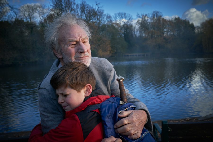 Patrick Stewart and Louis Ashbourne Serkis in "The Kid Who Would Be King."