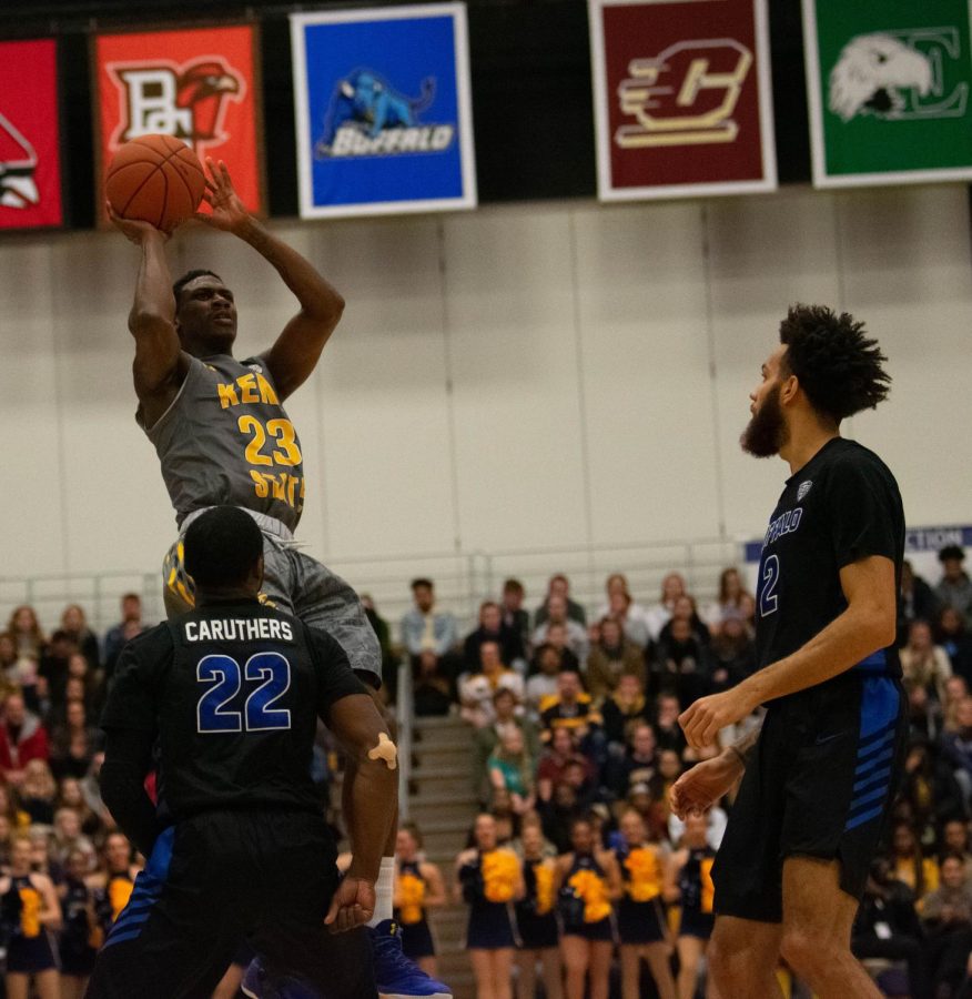 Jan. 25, 2019 - Jaylin Walker shoots over Dontay Caruthers of Buffalo during the Friday game.