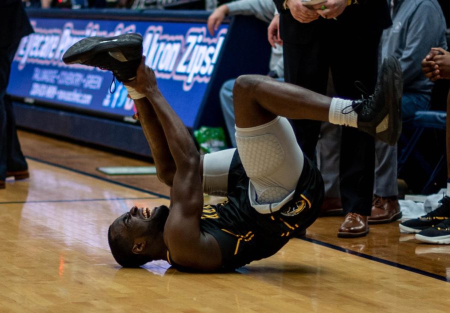 Jalen Avery after an ankle injury in the last five minutes of the game. He was walked off the court but returned to the bench a few moments later.