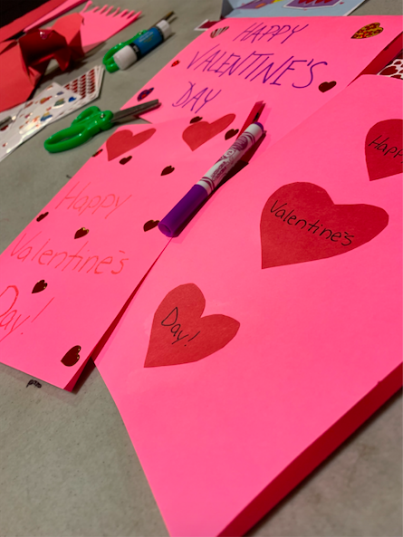 Valentine's cards made for patients, at Akron Children's Hospital. 