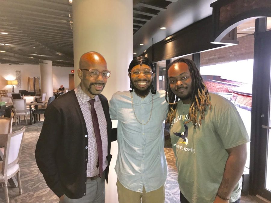 Lamar Hylton joined Emanuel Jackson and Antwaun Nettles during the dining with the dean event on Monday, March 18.