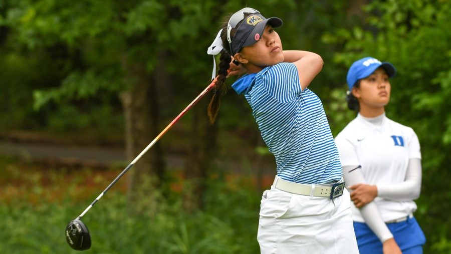 Pimnipa Panthong tees off at the Augusta National Women's Amateur Championship on April 4, 2019. She would finish 17th in the tournament.