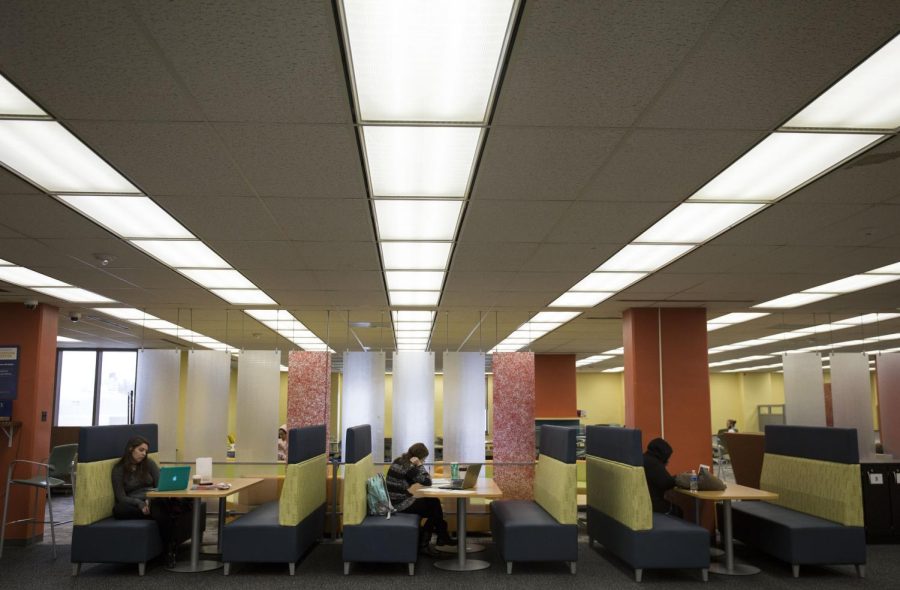 Students study on the fourth floor of the University Library on Friday, April 7, 2017. FILE.