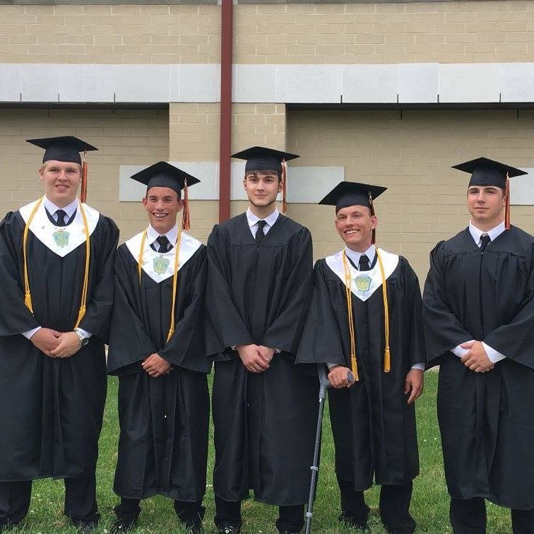 Here's the guys and I at graduation. Left to right: Eric Sullivan, Mitchell Reiner, Christian Steff, Michael Reiner, Vinny Giordano. 