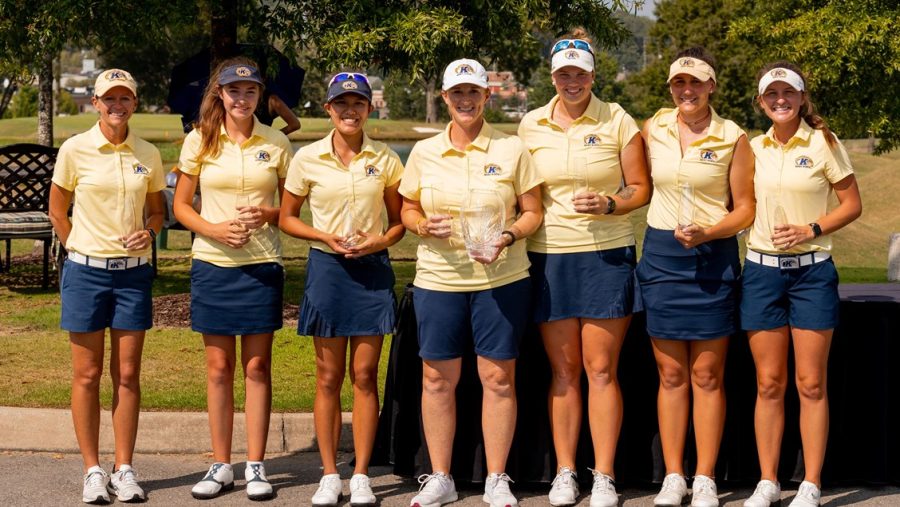 The Kent State women's golf team after it's Mercedes-Benz Intercollegiate win. Photo courtesy of Kent State Athletics.