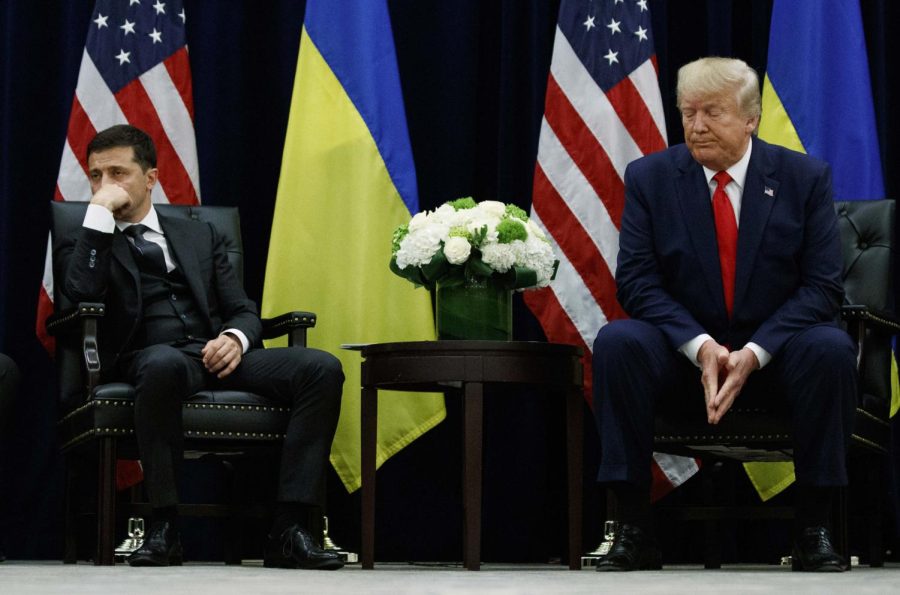 President Donald Trump meets with Ukrainian President Volodymyr Zelenskiy at the InterContinental Barclay New York hotel during the United Nations General Assembly, Wednesday, Sept. 25, 2019, in New York. (AP Photo/Evan Vucci)