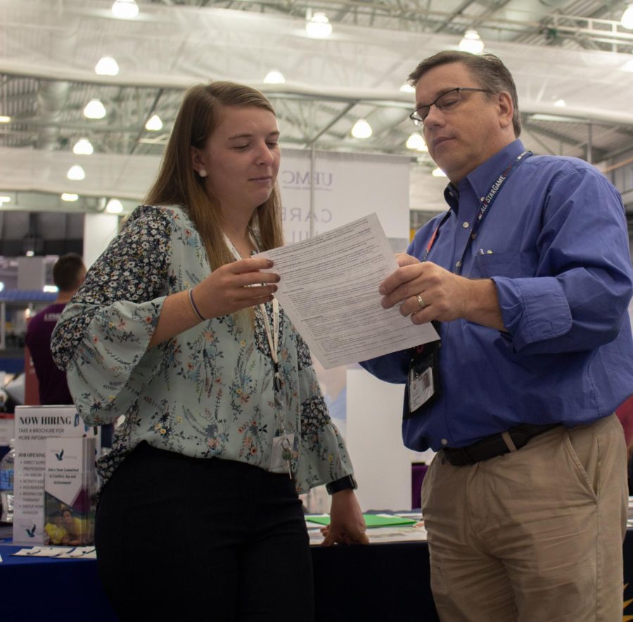 Talent Acquisition Leaders from Crossroads of Mentor, Ohio made an appearance at the 2019 Kent State career and internship fair. “Our CEO is passionate and is locked into the mission,” said Kenyon Mau (left) on why he loved working for the company.