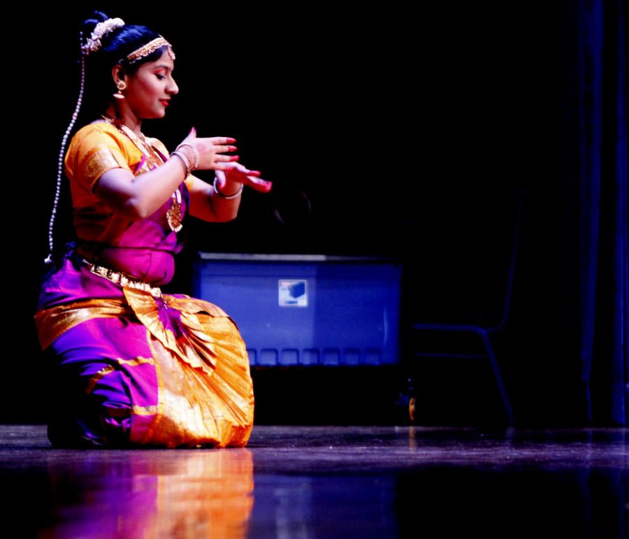 One of two women perform a dance from Saudi Arabia at the International Homecoming Celebration on Sept. 20, 2019. This was the second act of the night.