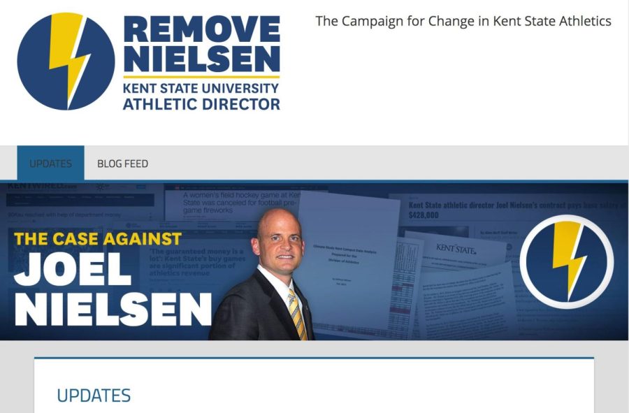 The home page of the "Remove Nielsen" website that raises concerns about the Kent State University Athletics Department.