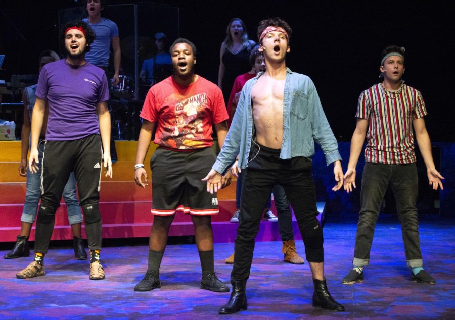 Kent State musical theater students rehearse for the run of Hair the Musical on Oct. 23, 2019. The American tribal love-rock musical explores identity, community, global responsibility, and peace in a changing world. Hair will run from Nov. 1-10, 2019 and is directed by Terri Kent.