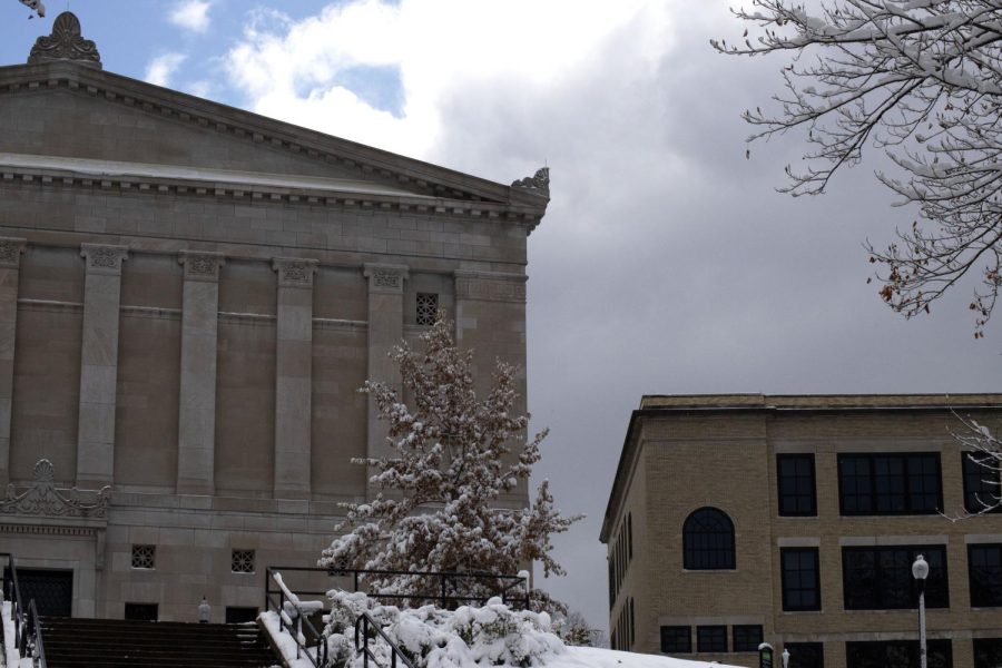 Cartwright Hall after the snow storm on Nov. 12, 2019.