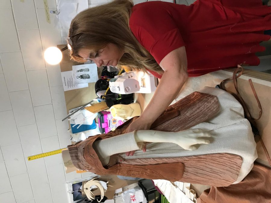 Bauer draping the dresses for Netflix's "The Dark Crystal."