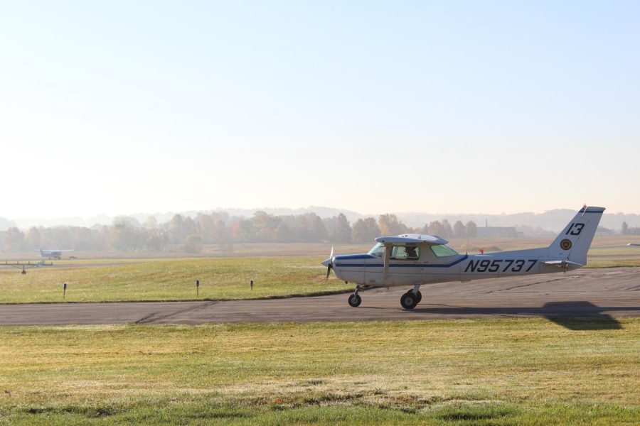 One of Kent State's aircrafts sits on the tarmac at the Kent State University airport. Kent has the largest university fleet of aircraft in Ohio, according to Kent State's website. October 2019.