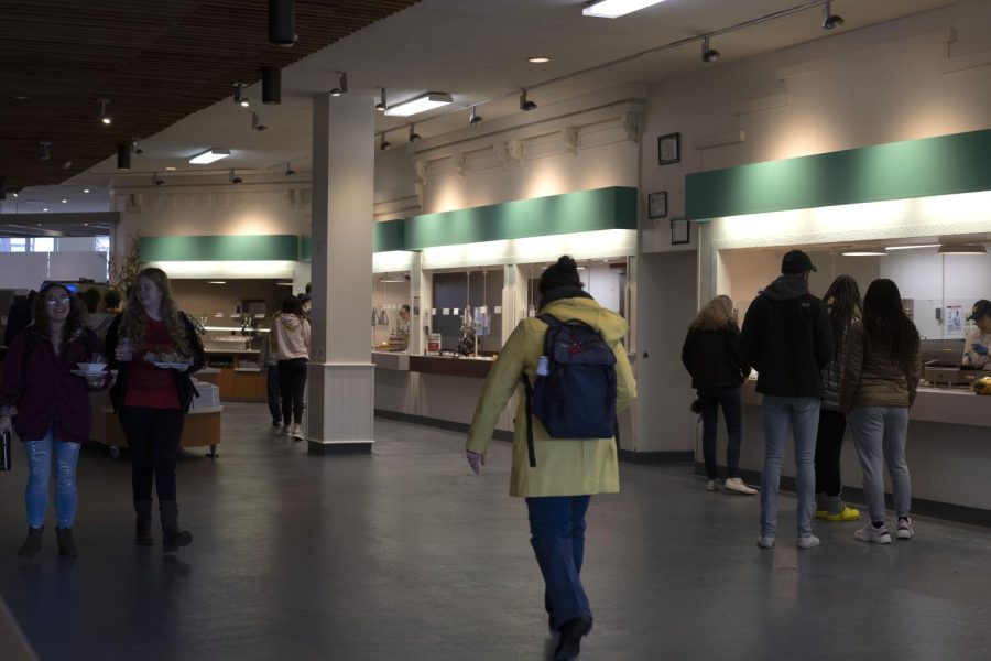 Students enjoy the many lunch options at Prentice Café during lunch time. 