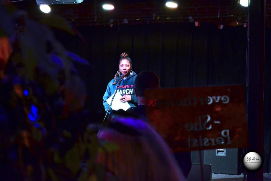 Traci Person, regional field manager for Planned Parenthood, commences the march that turned into a stationary rally due to the weather. Jan. 18 2020