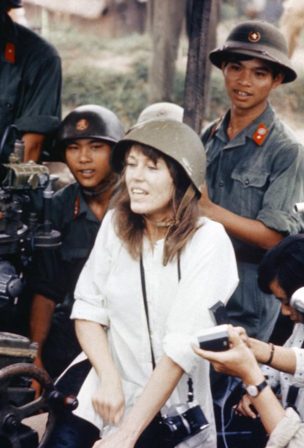 Jane Fonda visits anti-aircraft gun position near Hanoi, Vietnam, July 1, 1972. (AP Photo)