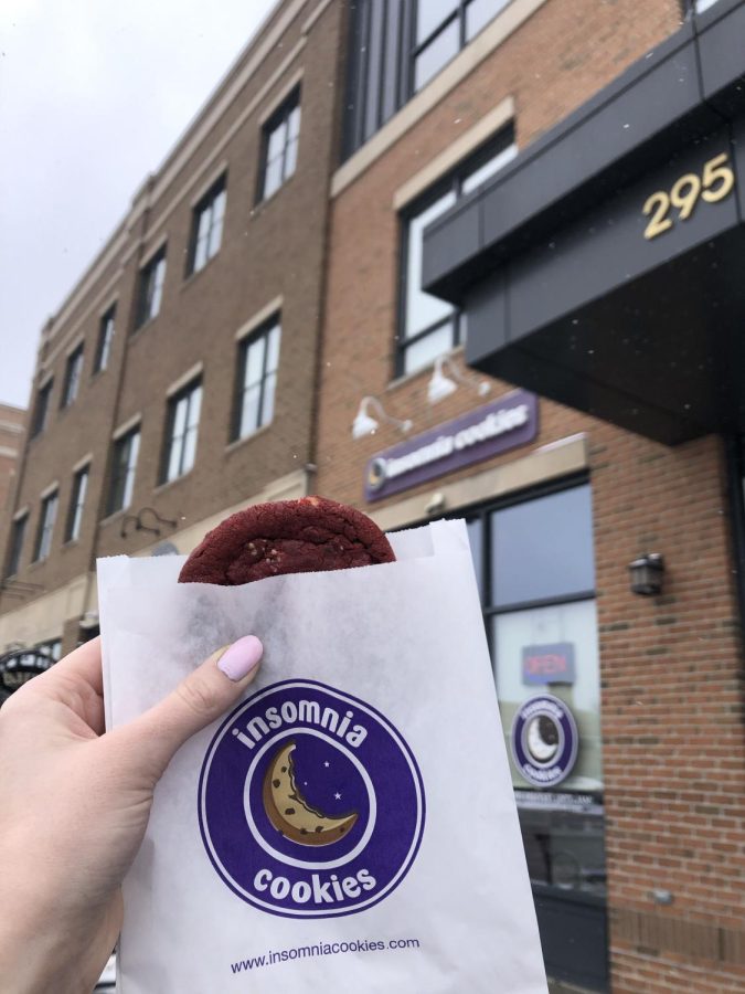 Insomnia Cookie's specialty Valentine's Day red velvet cookie. 