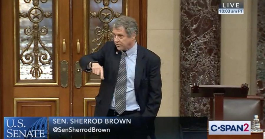 Sen. Sherrod Brown, Democrat of Ohio, speaks on the floor of the Senate in opposition to a nearly $2 trillion bailout package, which he said does not have the necessary worker protections."The fact is, we need to learn from 10 years ago," Brown said. "The same people came to us and said, 'We need this bailout.' They promised that it would help people stay in their homes. They promised that it would be money in the pockets of workers. The banks have done well. The executives have done well. But since then wages have basically remained flat."