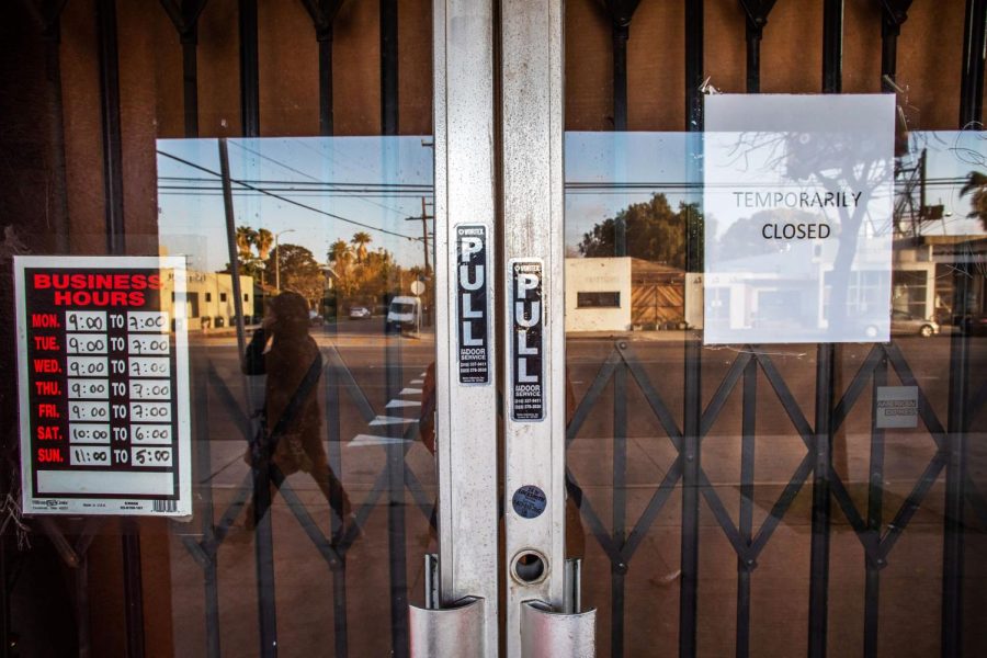 A framing art gallery is closed in Venice Beach, California during the COVID-19 novel coronavirus on April 01, 2020. Another 6.65 million U.S. workers filed for unemployment benefits last week, the most ever recorded, as the coronavirus forces businesses to shut down nationwide, the Labor Department reported on April 2, 2020. (Photo by Apu GOMES / AFP) (Photo by APU GOMES/AFP via Getty Images)