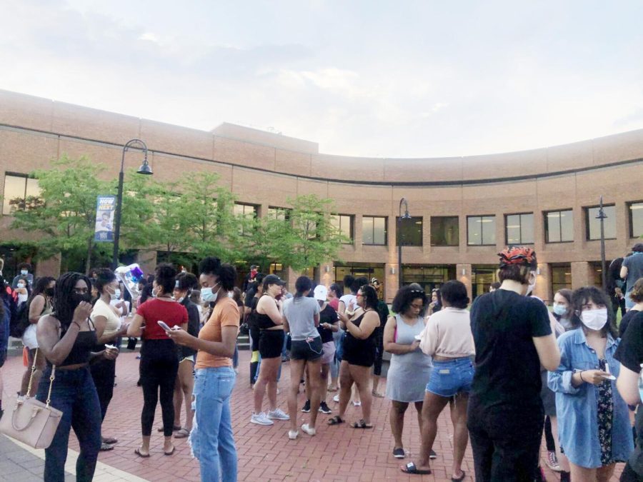 The crowd gathers in Risman Plaza on Friday, June 5 to remember the life of Breonna Taylor. 