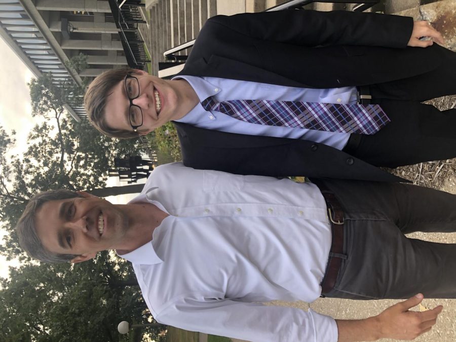 Tyler Gardner, President of College Democrats (right) with Former United State Representative Beto O'Rourke. 