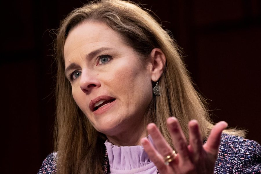 Supreme Court nominee Judge Amy Coney Barrett testifies before the Senate Judiciary Committee on the third day of her Supreme Court confirmation hearing on Capitol Hill on October 14, 2020 in Washington, DC. With less than a month until the presidential election, President Donald Trump tapped Amy Coney Barrett to be his third Supreme Court nominee in just four years.