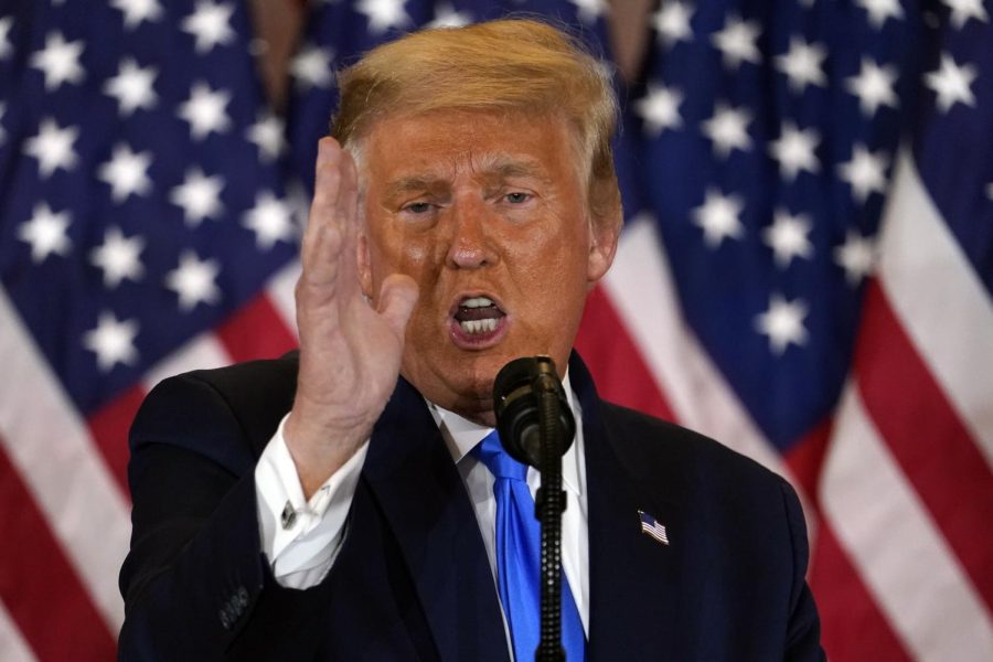 President Donald Trump speaks in the East Room of the White House, early Wednesday, Nov. 4, 2020, in Washington. (AP Photo/Evan Vucci)