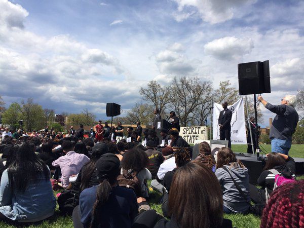 Samaria Rice, mother of Tamir Rice, speaks at the May 4 commemoration ceremony Wednesday, May 4, 2016.