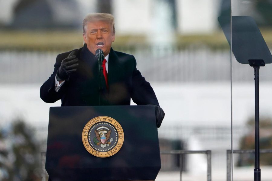 WASHINGTON, DC - JANUARY 06: President Donald Trump speaks at the "Stop The Steal" Rally on January 06, 2021 in Washington, DC. Trump supporters gathered in the nation's capital today to protest the ratification of President-elect Joe Biden's Electoral College victory over President Trump in the 2020 election. (Photo by Tasos Katopodis/Getty Images)