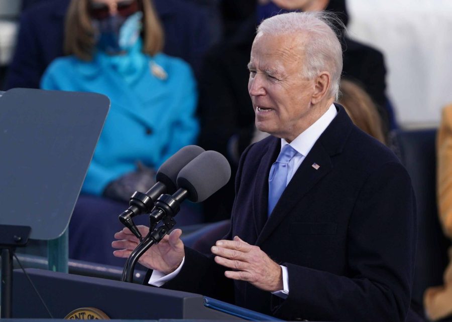 U.S. President Joe Biden delivers his speech after he was sworn in as the 46th President of the United States on the West Front of the U.S. Capitol in Washington, U.S., January 20, 2021. REUTERS/Kevin Lamarque