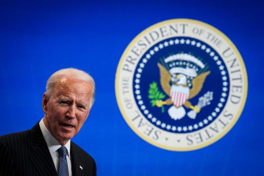 WASHINGTON, DC - JANUARY 25: U.S. President Joe Biden speaks after signing an executive order related to American manufacturing in the South Court Auditorium of the White House complex on January 25, 2021 in Washington, DC. President Biden signed an executive order aimed at boosting American manufacturing and strengthening the federal governments Buy American rules. (Photo by Drew Angerer/Getty Images)