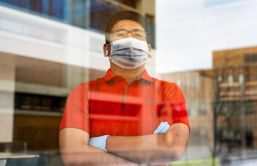 Tuan Kiet Trinh, a biochemistry and pre-pharmacy sophomore from Vietnam stands inside the Integrated Sciences Building where he conducts daily research and visits with other international friends. International students have experienced added stress during the pandemic and have learned to adapt after sudden isolation.