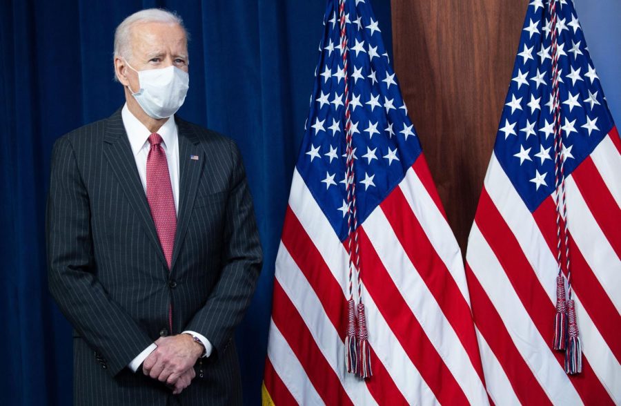 US President Joe Biden waits to speak during a visit to the Pentagon in Washington, DC, February 10, 2021. (Photo by SAUL LOEB / AFP) (Photo by SAUL LOEB/AFP via Getty Images)