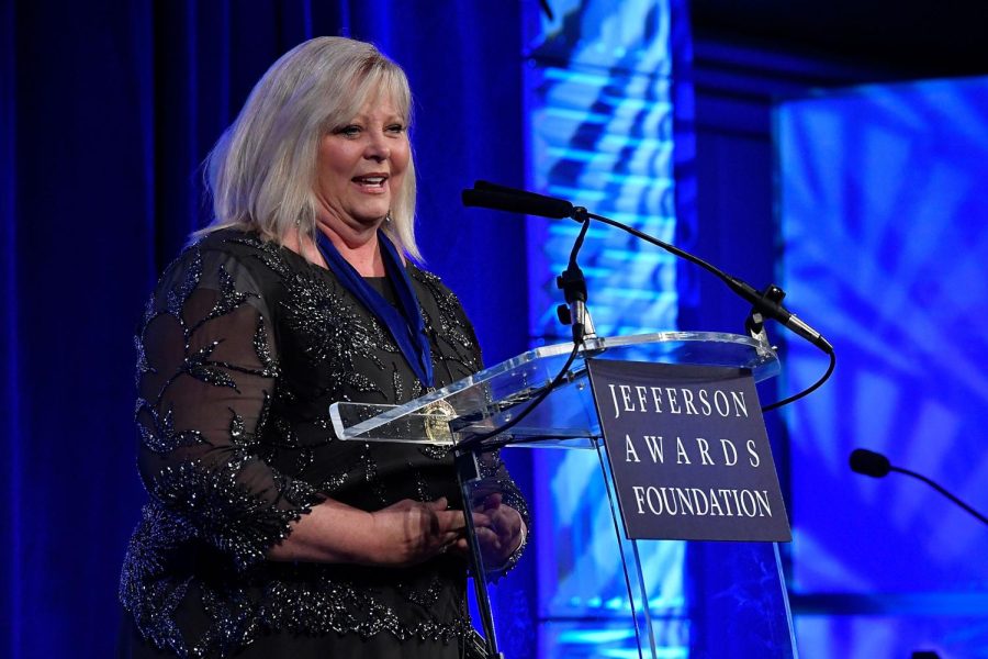 WASHINGTON, DC - JUNE 22: Jacqueline Kennedy Onassis Award recipient Patricia Derges speaks on stage at The Jefferson Awards Foundation 2017 DC National Ceremony at Capital Hilton on June 22, 2017 in Washington, DC. (Photo by Larry French/Getty Images for The Jefferson Awards Foundation)