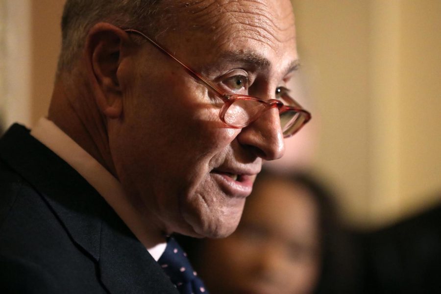 Senate Minority Leader Chuck Schumer (D-NY) talks to reporters following the weekly Senate Democratic policy luncheon at the U.S. Capitol January 07, 2020 in Washington, DC. 