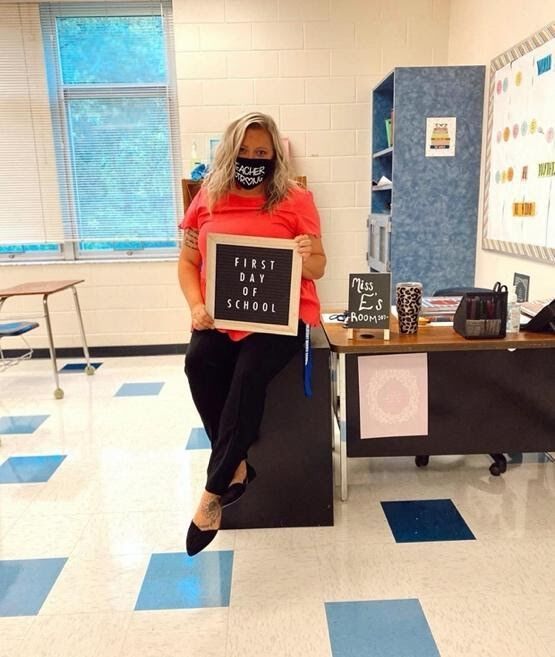 Estridge in her classroom at the middle school she teaches. 