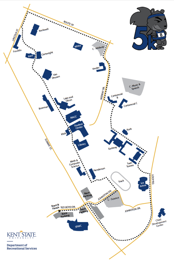 Map of the path taken for the Black Squirrel 5k. 