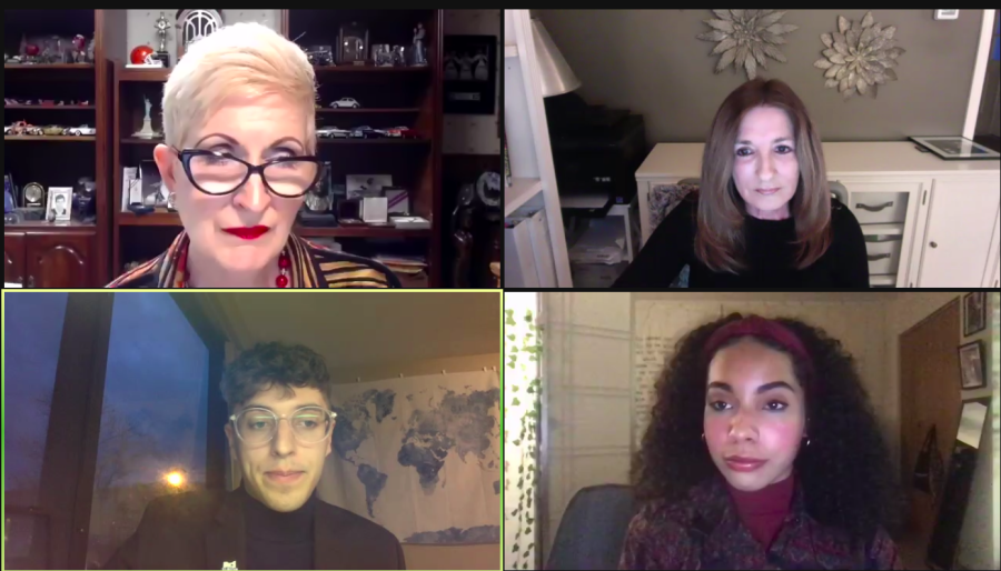 After the "Fire in the Heartland" screening, a panel consisting of Chic Canfora (top right), Ethan Lower (bottom left) and Tiera Moore (bottom right) answered questions given by moderator Stephanie Smith (top left). 