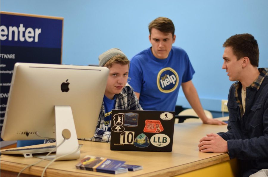 A Kent State student receives help with his computer from TechHelp Friday March 3, 2017. 