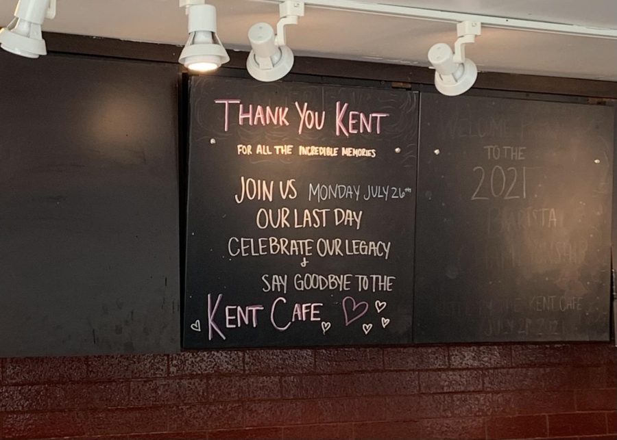 A sign posted inside of the Starbucks located on the corner of East Main Street and South Lincoln Street thanks Kent patrons for the "incredible memories." The local Starbucks closed on July 26, 2021.