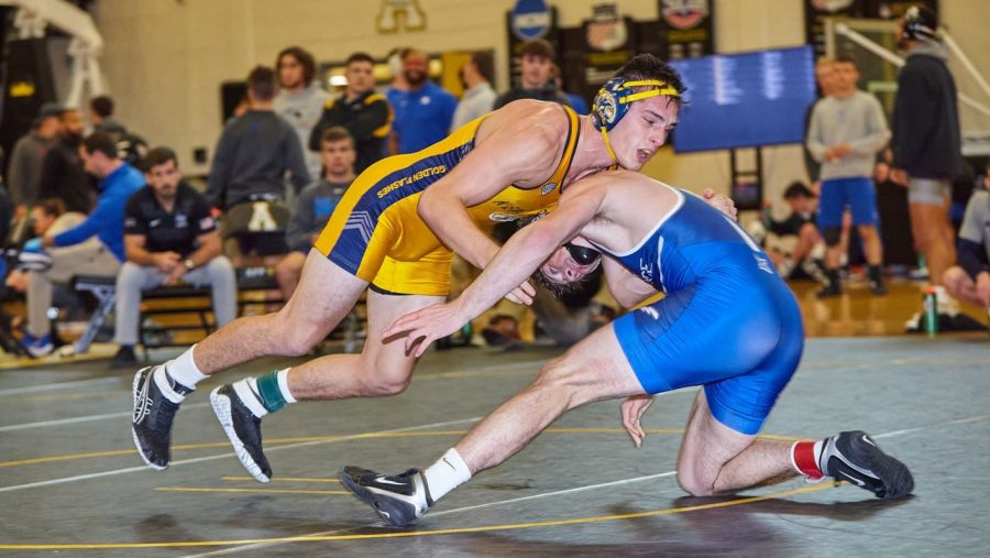 Senior 184-pounder Colin McCracken wrestles Air Force's Jacob Thompson during the Appalachian State Invite in Boone, North Carolina on Sunday, Nov. 14.