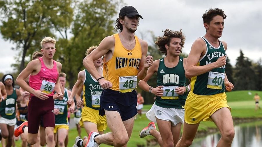 Senior Drew Johnson competes at the MAC Championship in Ypsilanti, Michigan on Saturday, Oct. 30. 