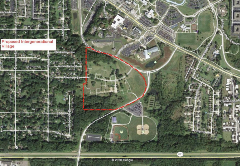 The location of the proposed Intergenerational Village in Kent.  