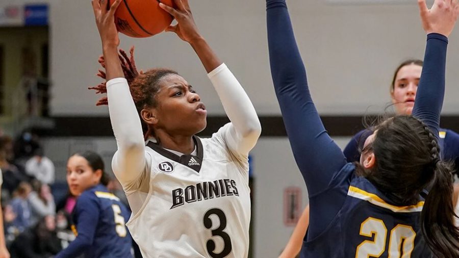 A St. Bonaventure player prepares to shoot the ball during the Kent State women's basketball game in St. Bonaventure, New York on Friday, Dec. 3.