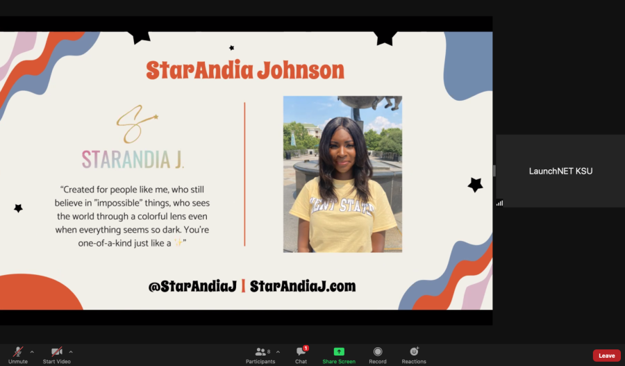 A screenshot of StarAndia Johnson’s introduction at All the CEO Ladies by LaunchNET.