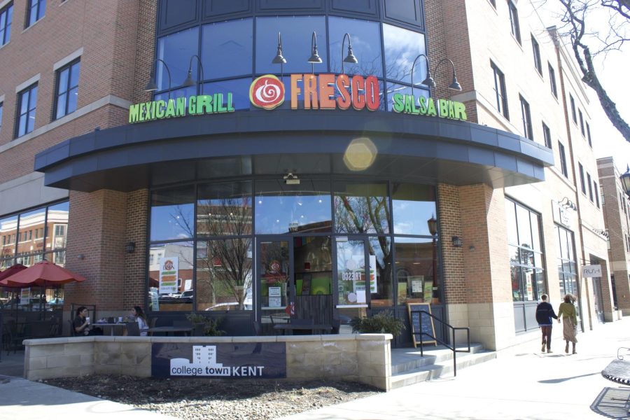 Fresco's Mexican Grill and Salsa Bar in downtown Kent on 100 E Erie St. Pictured is the main entrance and additional outdoor seating.